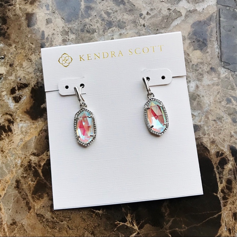 Kendra Scott Lee silver dichroic glass earrings